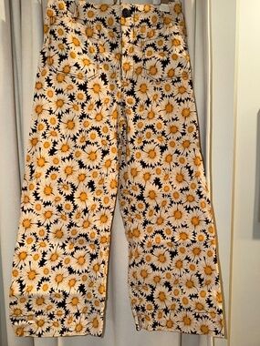 Anthropology Maeve Collette Sunflower Print Capri Pants  sz 29